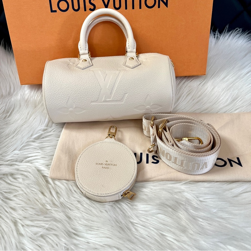 SOLD! Louis Vuitton Papillon BB Empreinte Cream Bag Purse